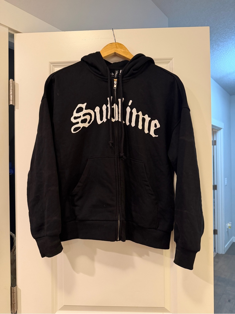 Sublime Black Zip-Up Hoodie with White Logo